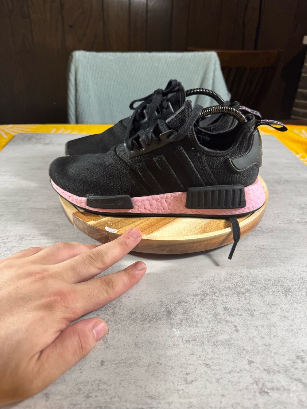 Adidas NMD R1 Black & Pink Sneakers size 9